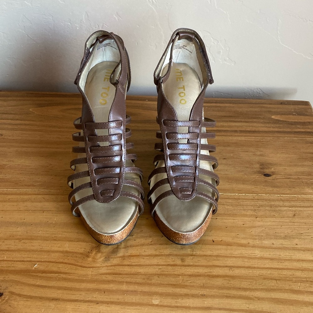 Me Too brown sandals wedges